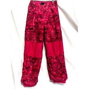 Girl’s Champion Pink Rose Pattern Ski‎ Snow Board Pants, Sz Large (10-12) Bright